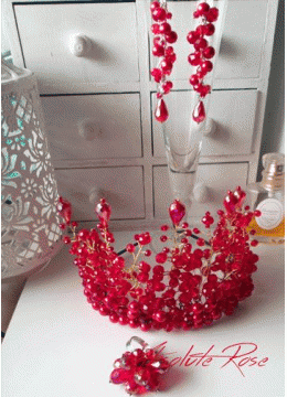 Дизайнерска корона с кристали Goddess Astarte в комплект с пръстен и обици